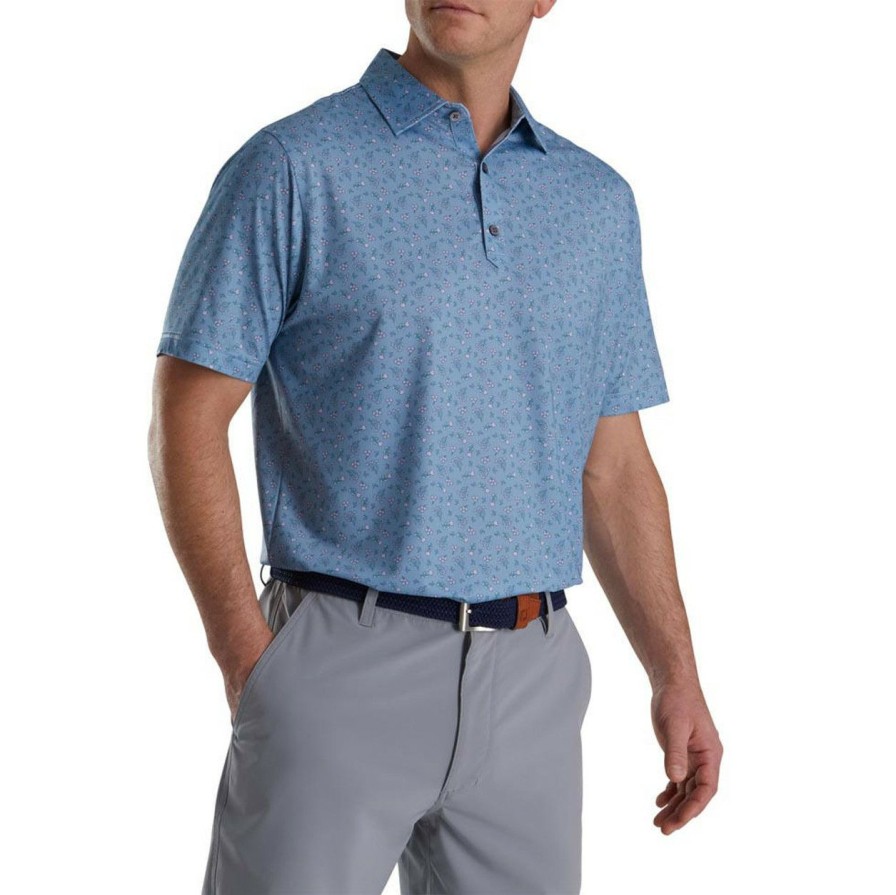 Apparel * | Footjoy Mini Floral Print Lisle Self Collar Polo