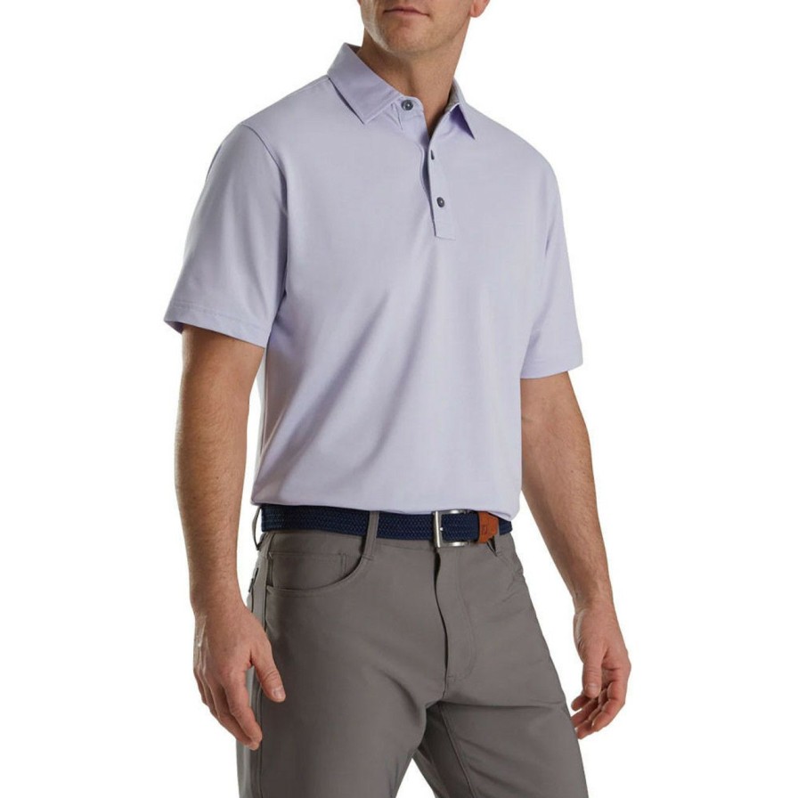 Apparel * | Footjoy Heather Stretch Pique Solid Self Collar Polo Fj Logo