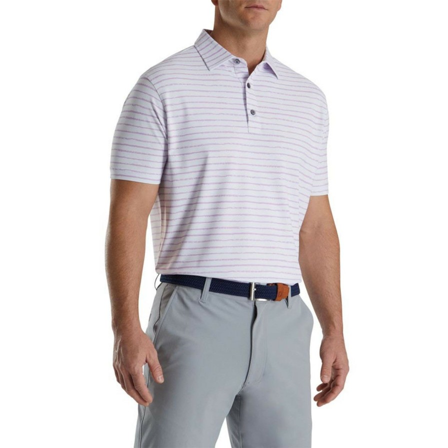 Apparel * | Footjoy Chalk Line Print Stretch Pique Self Collar Polo