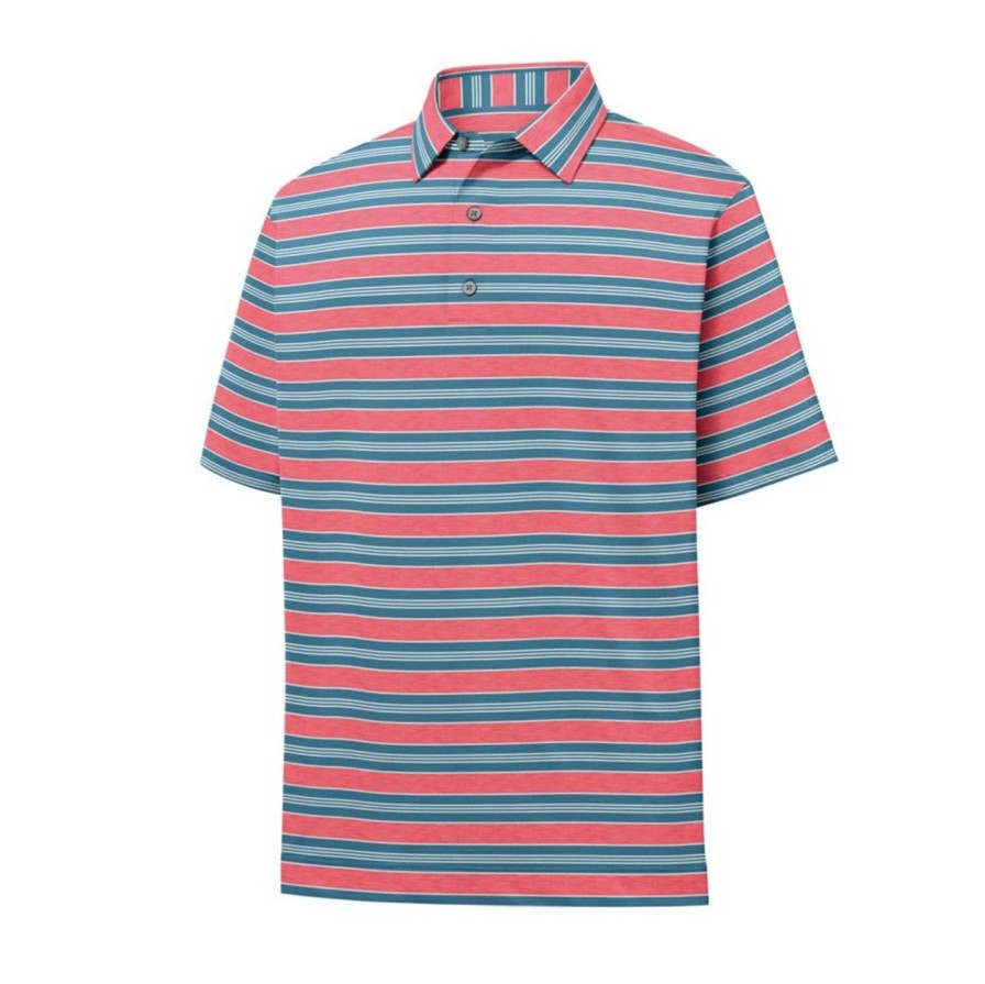 Apparel * | Footjoy Lisle Traditional Stripe Self Collar Polo