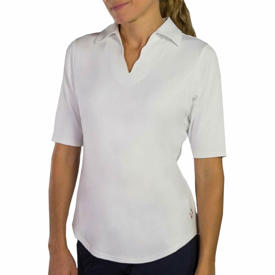 Apparel * | Jofit Scallop 1/2 Sleeve Polo White