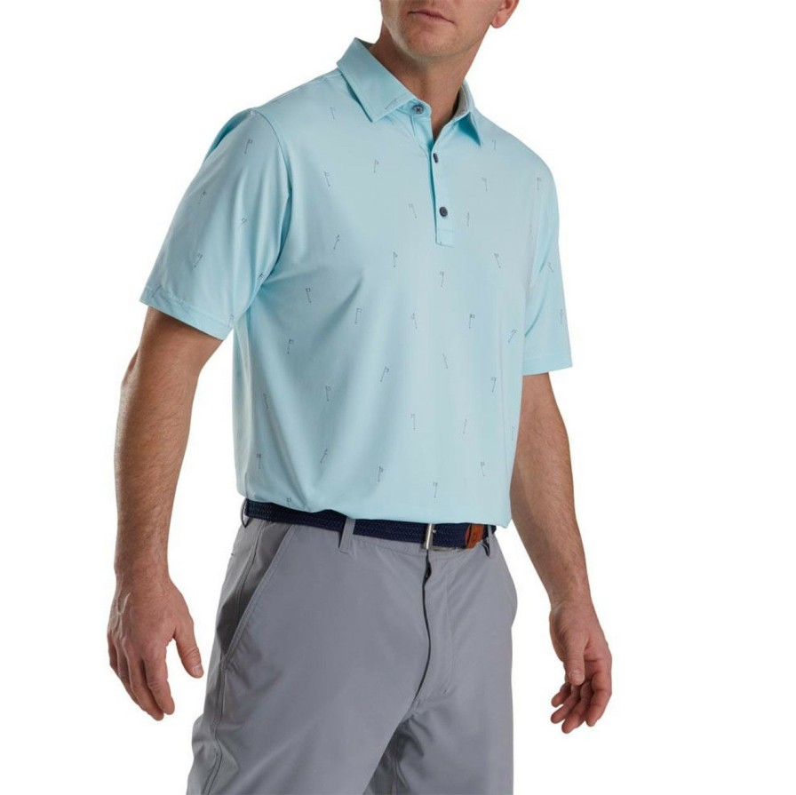 Apparel * | Footjoy 18 Holes Print Lisle Self Collar Polo