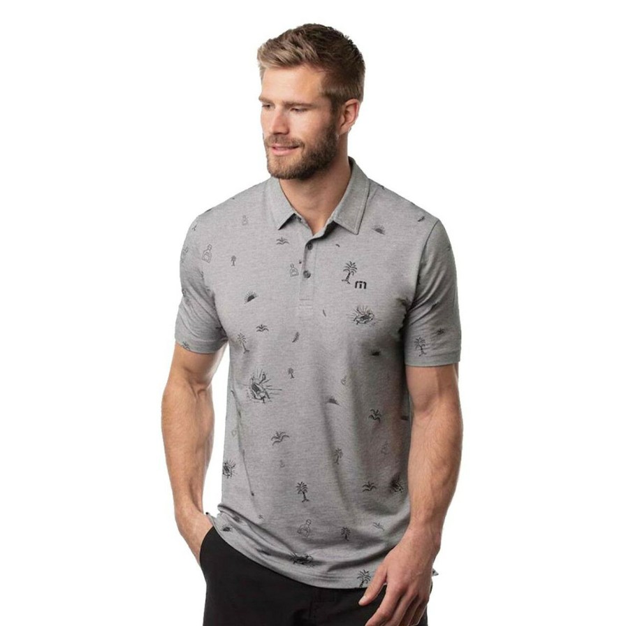 Apparel * | Travis Mathew Ice Breaker Polo Heather Medium Grey