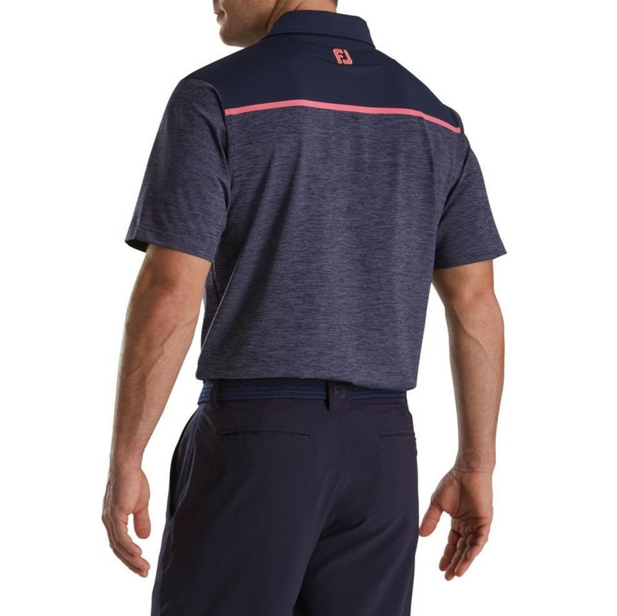 Apparel * | Footjoy Spacedye Block Lisle Self Collar Polo Navy