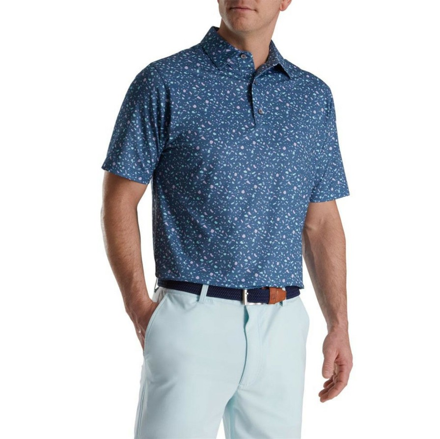 Apparel * | Footjoy Terrazzo Print Lisle Self Collar Polo