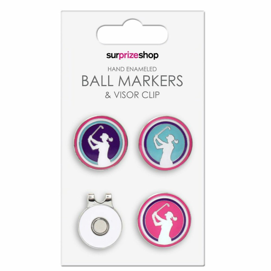 Golf Accessories * | Surprizeshop Lady Golfer Ball Marker And Visor Clip Set