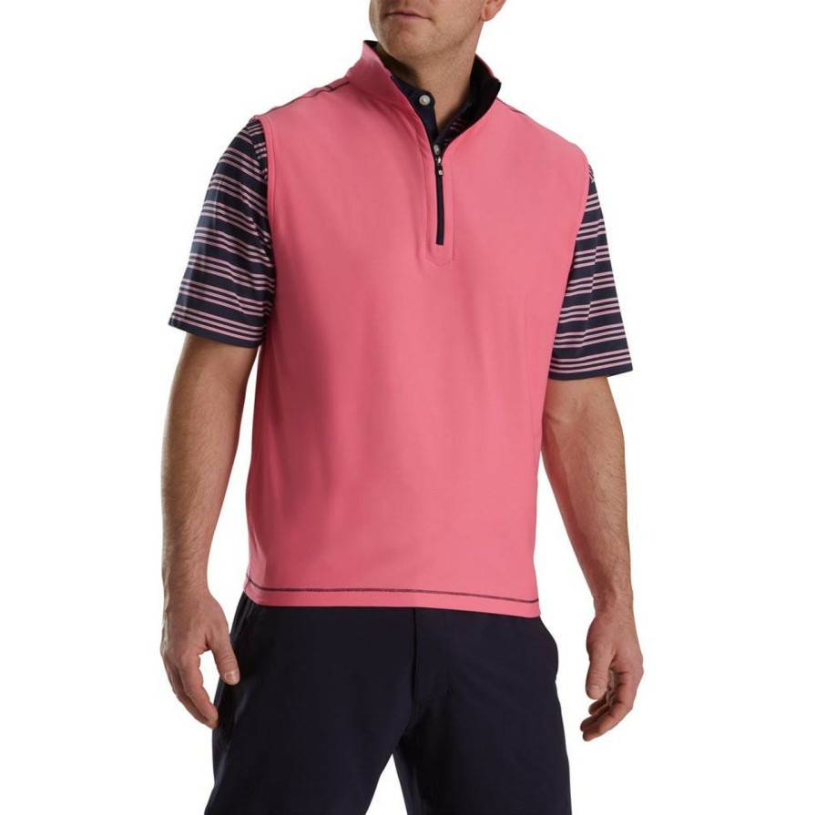 Apparel * | Footjoy Quarter-Zip Brushed Back Vest Watermelon