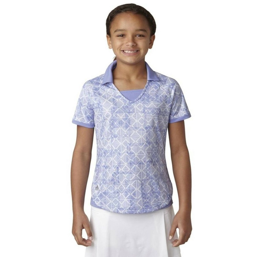 Apparel * | Adidas Girls Fashion Print Short Sleeve Polo Chalk Purple