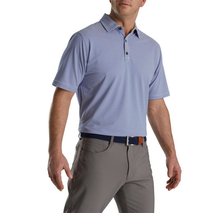 Apparel * | Footjoy Feeder Stripe Mix Stretch Pique Self Collar Polo