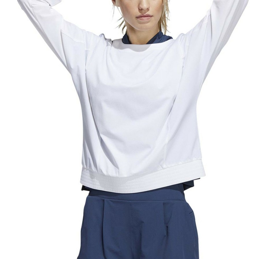 Apparel * | Adidas Women'S Go-To Knit Woven Pullover White