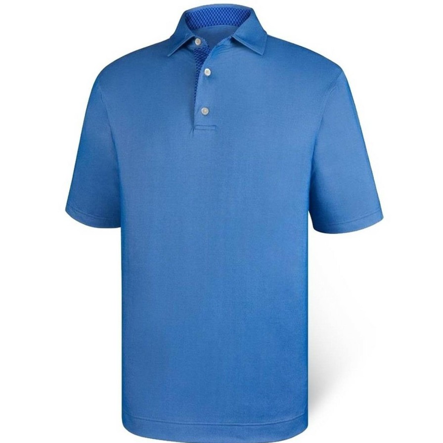 Apparel * | Footjoy Birdseye Jacquard Dot Geo Trim Polo Self Collar Previous Season Style Cobalt