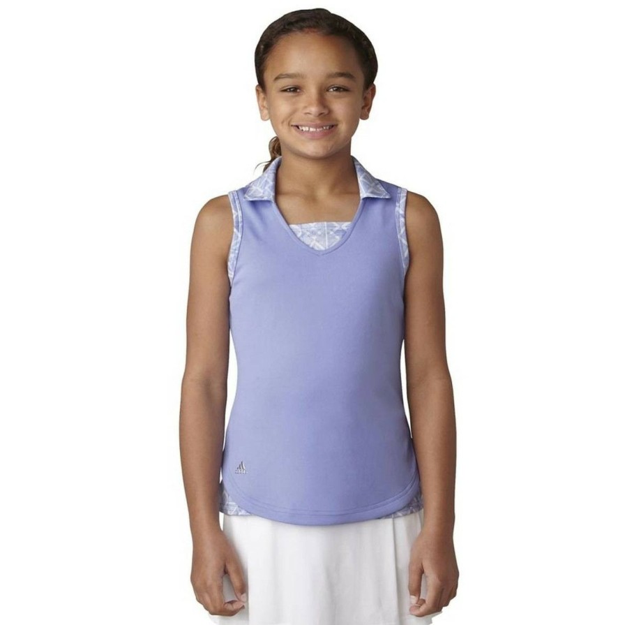 Apparel * | Adidas Girls Fashion Print Sleeveless Polo Chalk Purple