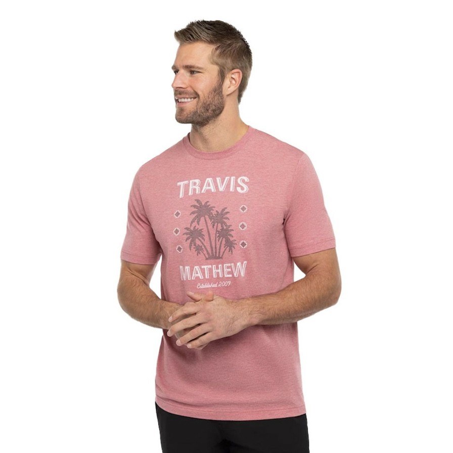 Apparel * | Travis Mathew Feeling Loco Tee Heather Earth Red