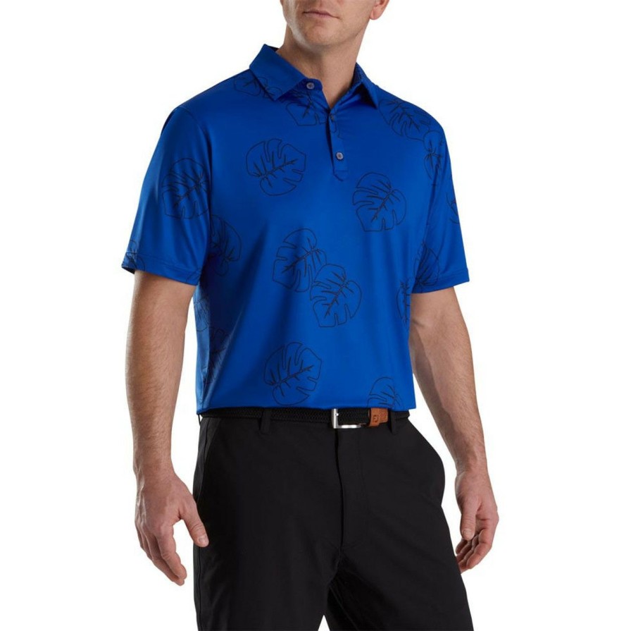 Apparel * | Footjoy Jungle Leaf Print Lisle Self Collar Polo