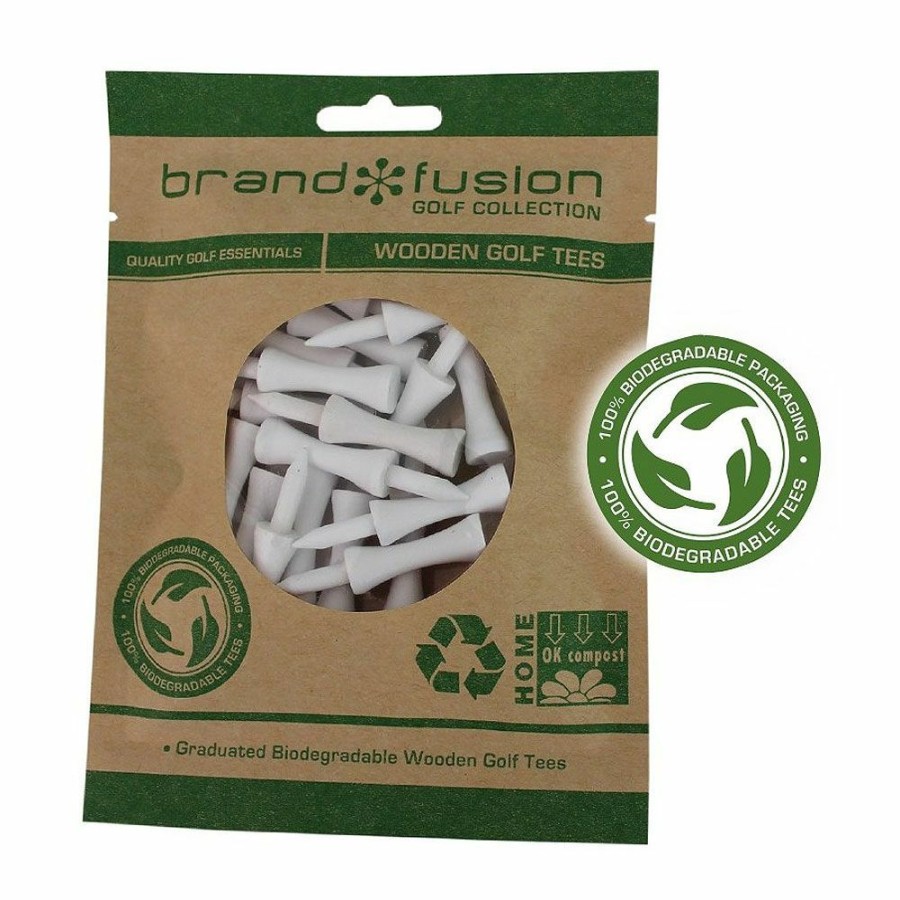 Golf Accessories * | Brand Fusion 51Mm Graduated Bio Wooden Golf Tees 20 Pack