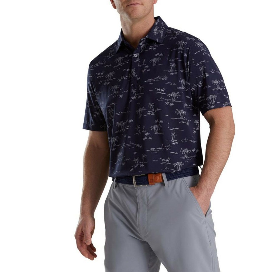 Apparel * | Footjoy Tropic Golf Print Lisle Self Collar Polo