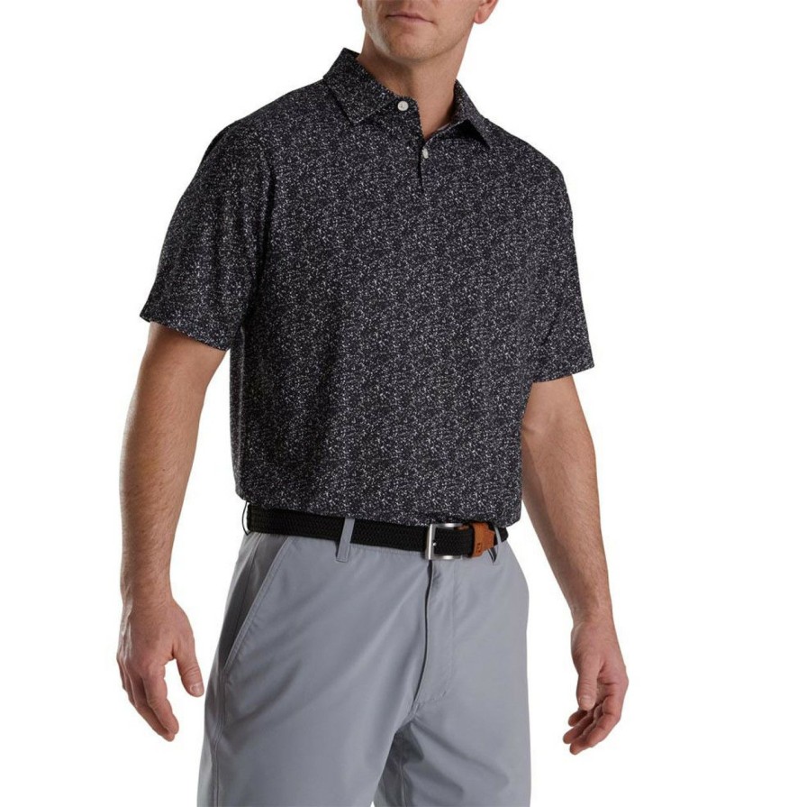 Apparel * | Footjoy Paint Splatter Print Lisle Self Collar Polo