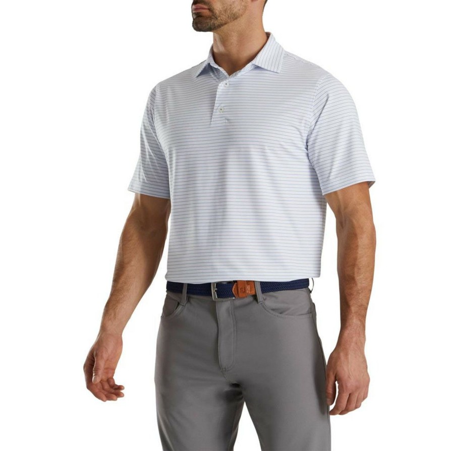 Apparel * | Footjoy Lisle Classic Pencil Stripe Polo