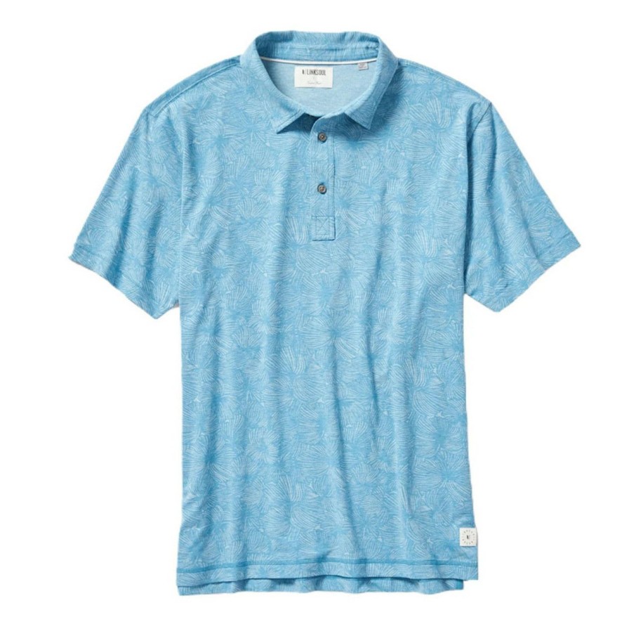 Apparel * | Linksoul Dry-Tek Palm Print Polo Abalone Heather