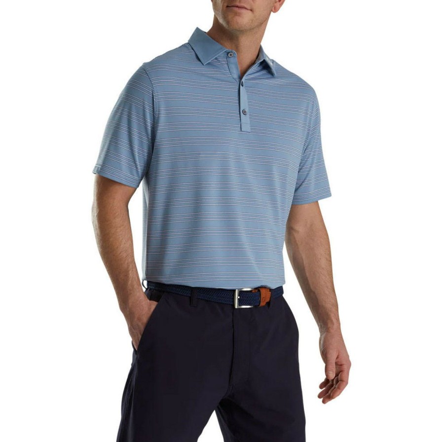 Apparel * | Footjoy Trio Stripe Lisle Self Collar Polo Fj Logo