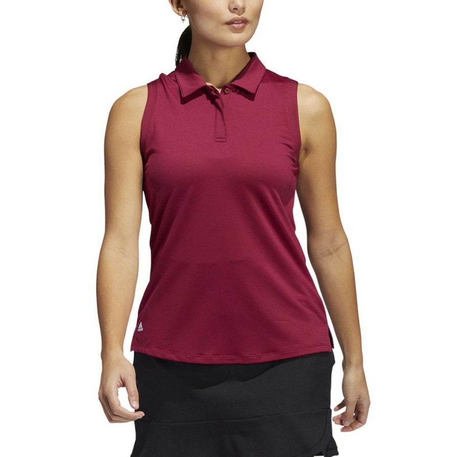 Apparel * | Adidas Women'S Primeblue Ottoman Stripe Sleeveless Polo