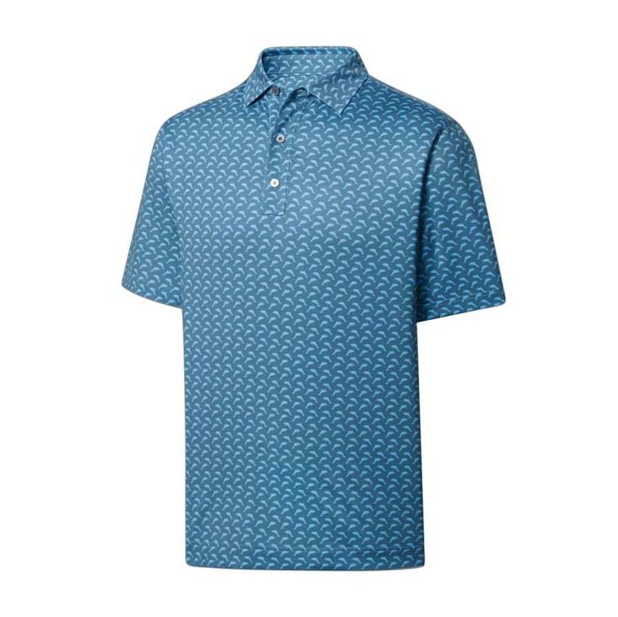 Apparel * | Footjoy Lisle Leaping Dolphins Print Self Collar Polo