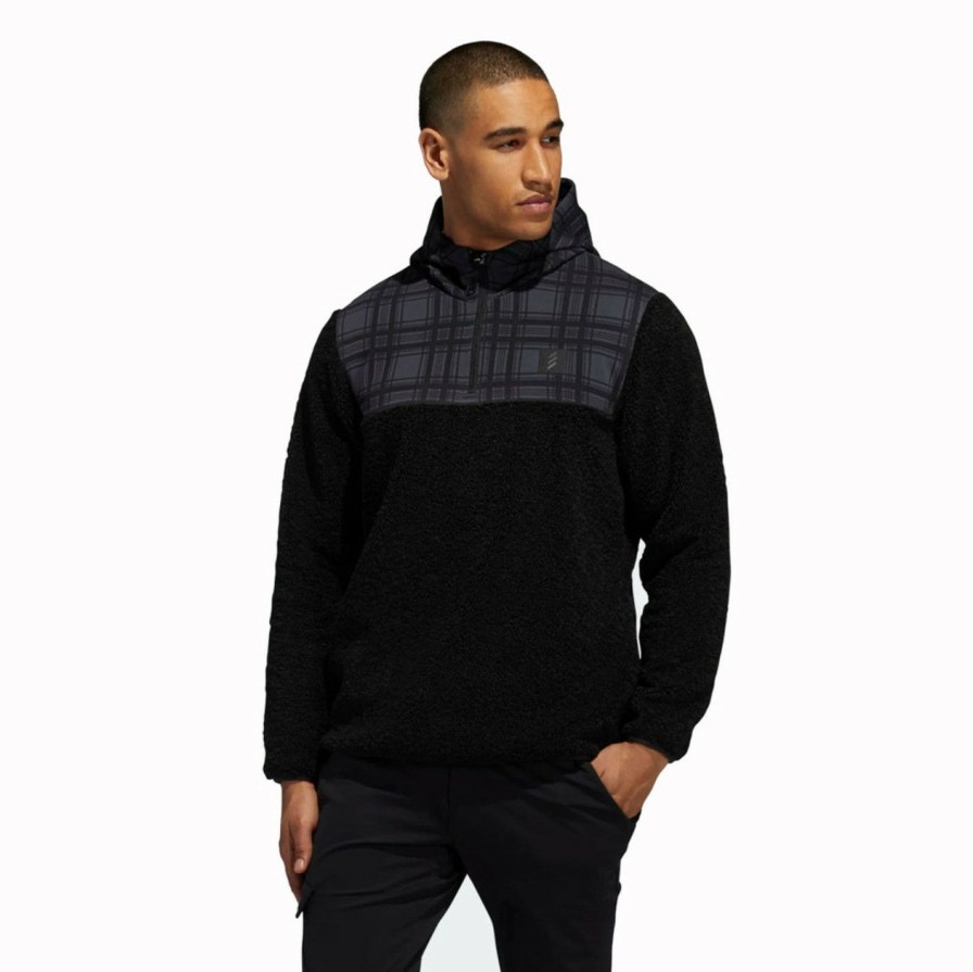 Apparel * | Adidas Adicross Sherpa Plaid 1/4 Zip Sweater