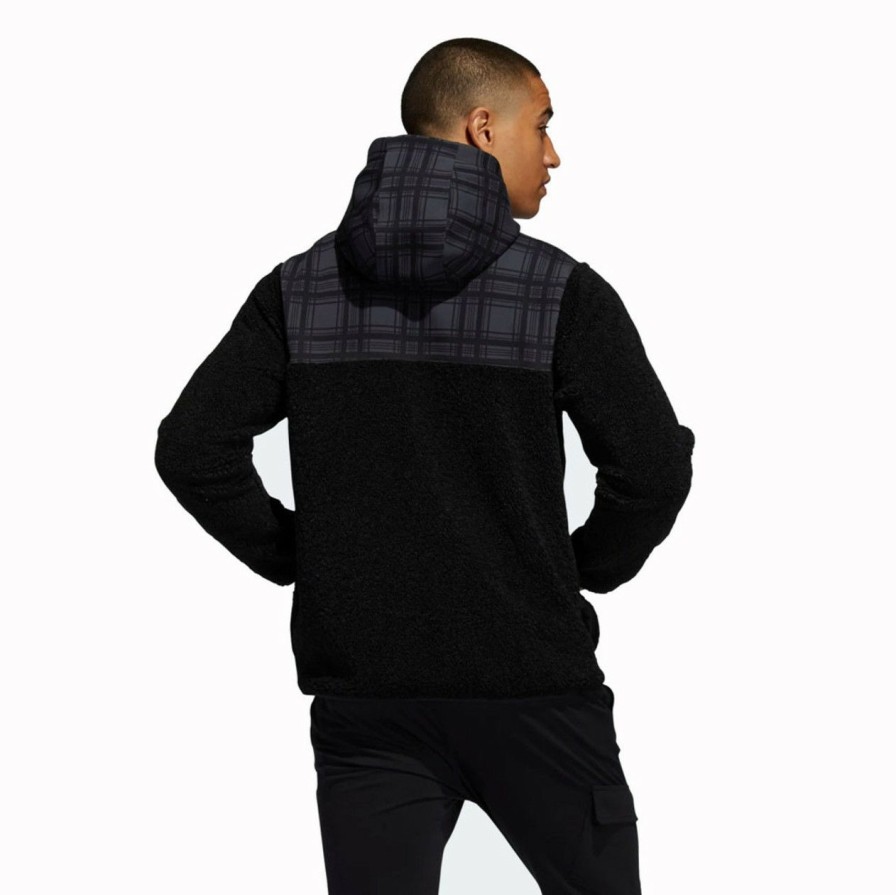 Apparel * | Adidas Adicross Sherpa Plaid 1/4 Zip Sweater