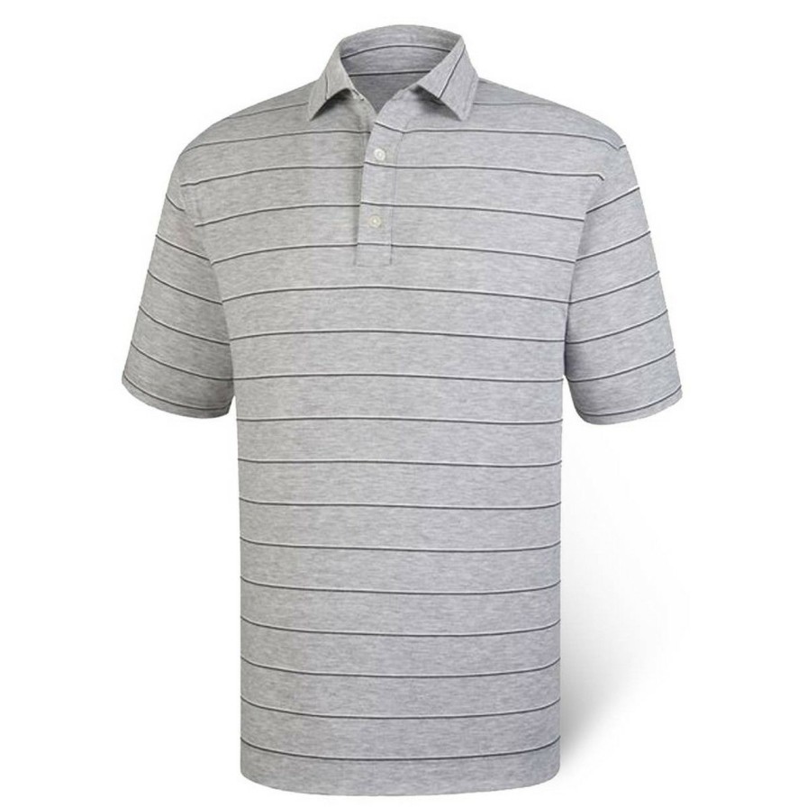 Apparel * | Footjoy Spun Poly Stripe Polo Self Collar Closeout Heather Grey