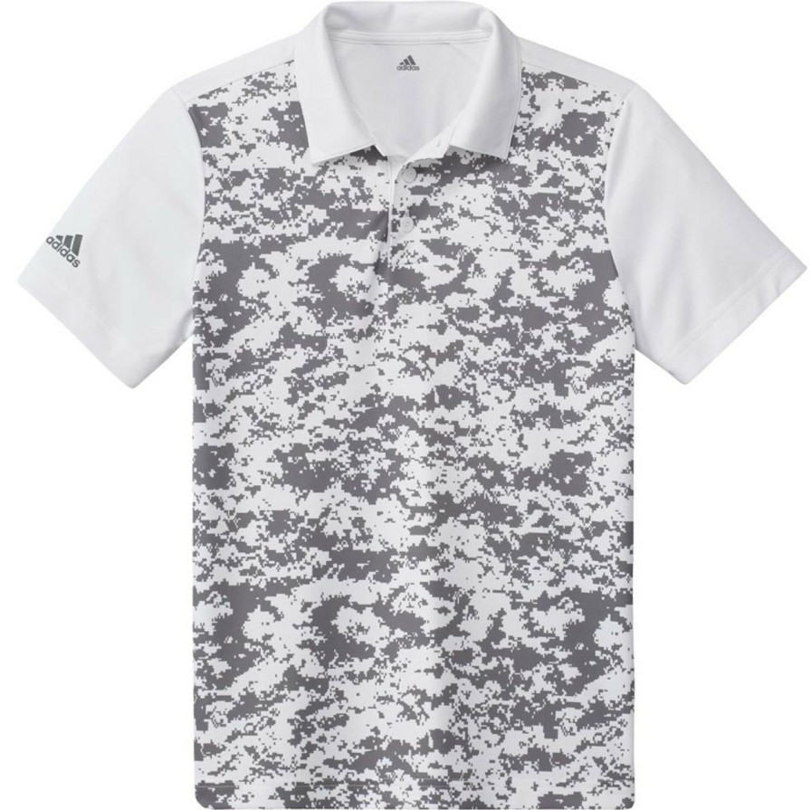 Apparel * | Adidas Junior Boys Digital Camo Print Polo White