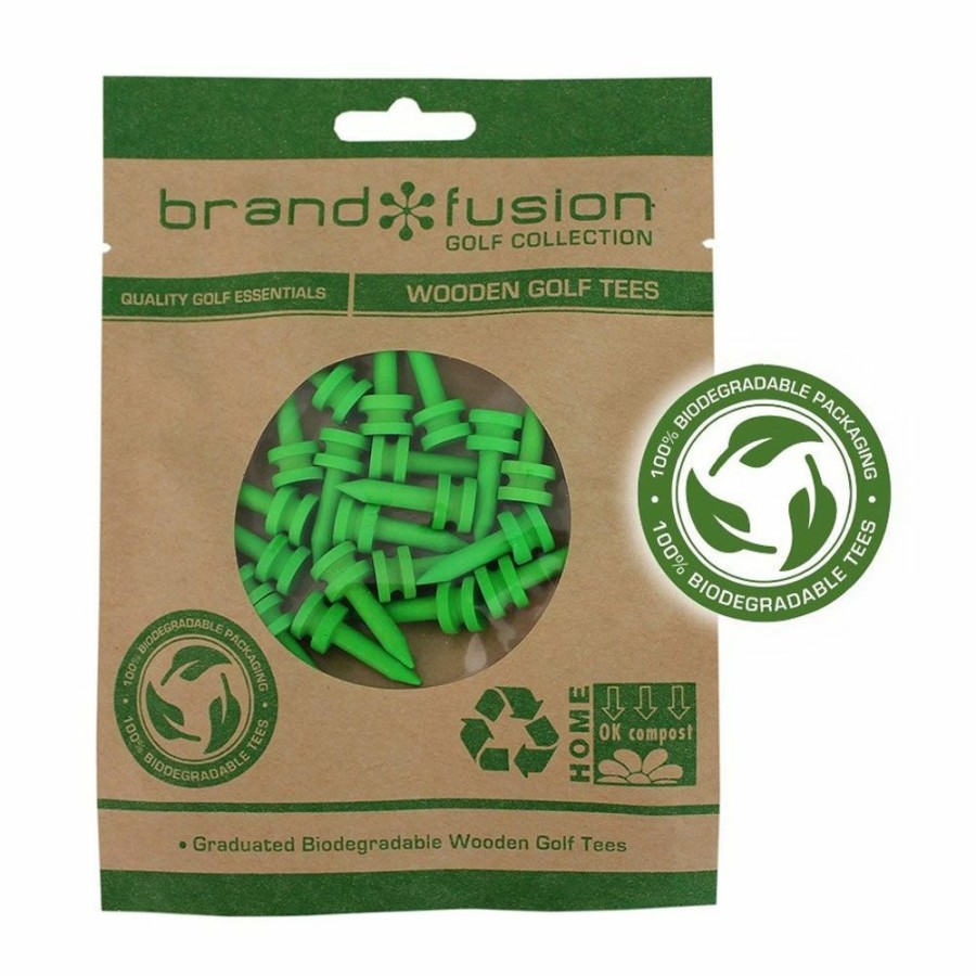 Golf Accessories * | Brand Fusion 27Mm Graduated Bio Wooden Golf Tees 20 Pack